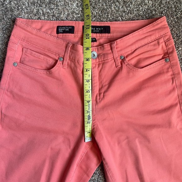 Nine West Mid Rise Cigarette Fit Skinny Leg Ankle Jean Pant, Size 8/29, Peach - Picture 5 of 12